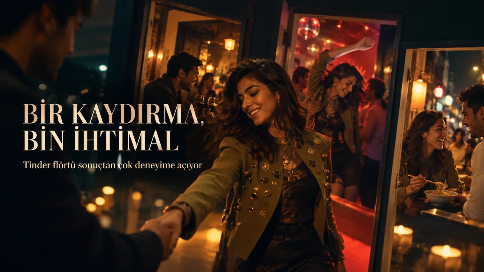 Gece boyunca farklı buluşma anlarının içinden geçen genç Hintli kadın