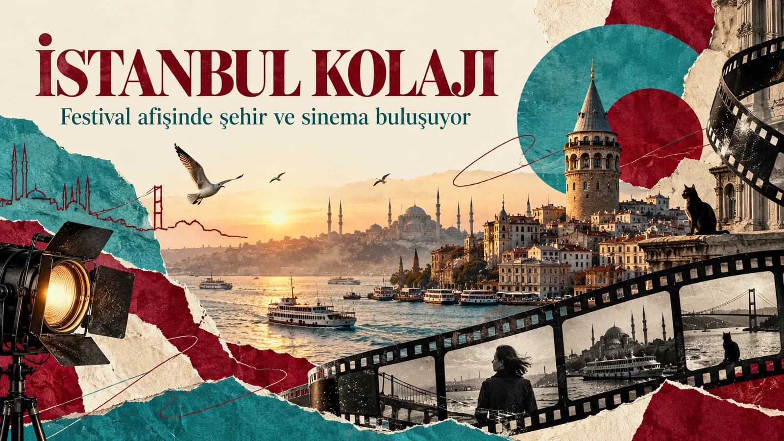İstanbul siluetini film şeritleri ve kâğıt dokularıyla birleştiren İstanbul Kolajı kapak görseli